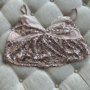 Right Rhythm Sequined & Lace Cami